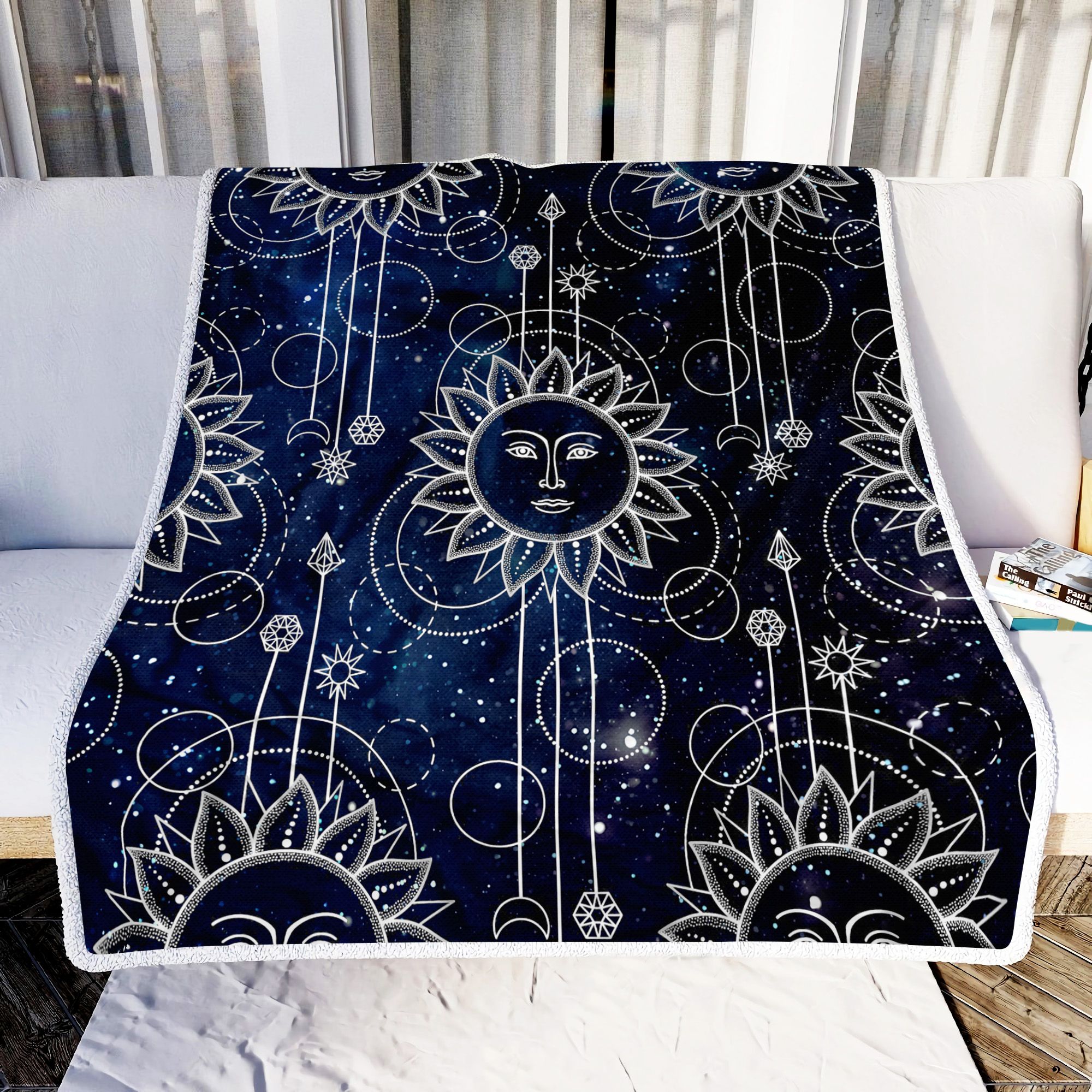 Printed Moon Sun Fleece Blanket