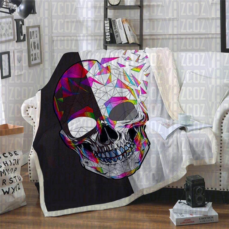 Prism Skull Sherpa Fleece Blanket