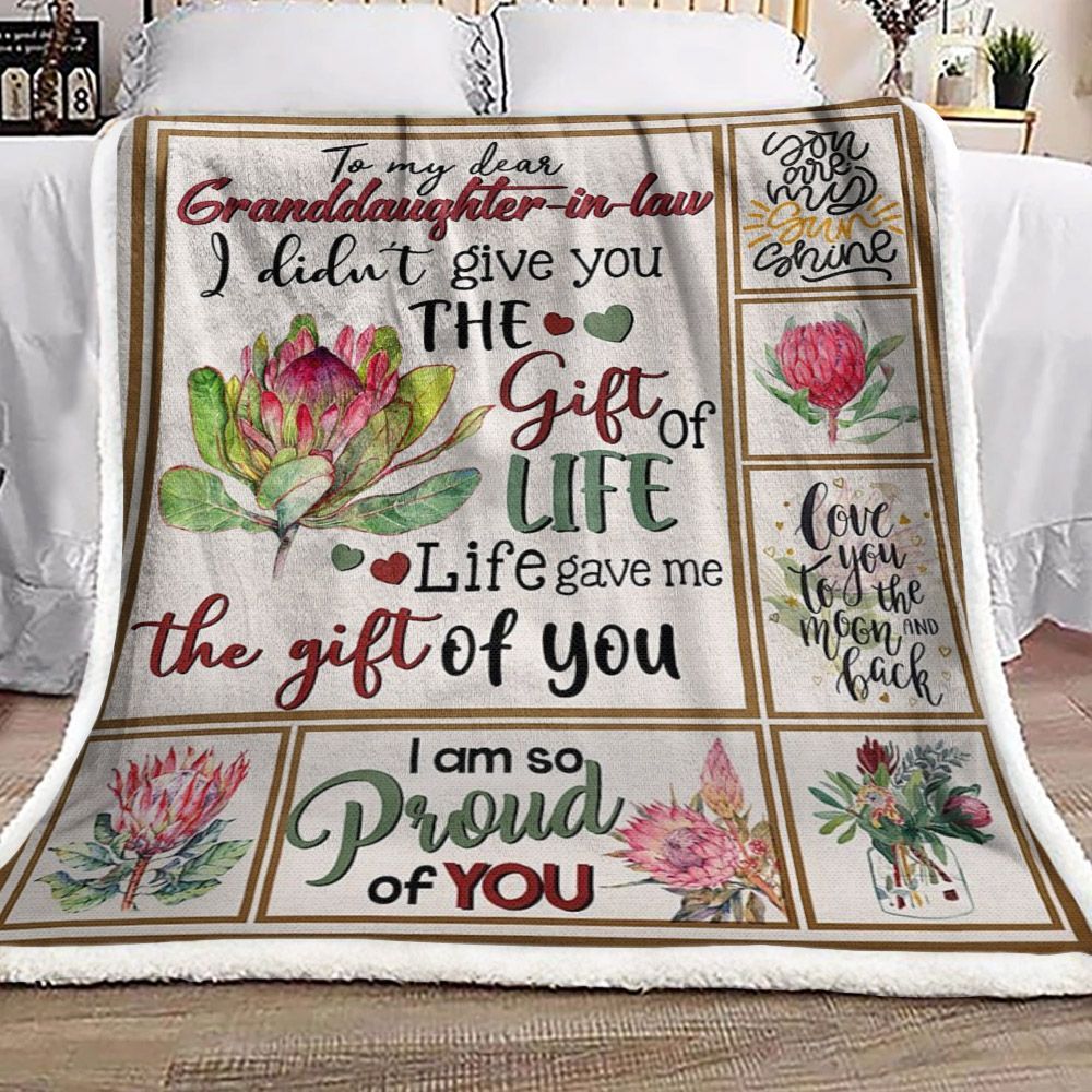Protea Cynaroides To My Dear Granddaughter In Law Sherpa Fleece Blanket