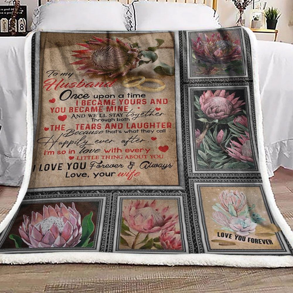 Protea Cynaroides To My Husband Sherpa Fleece Blanket