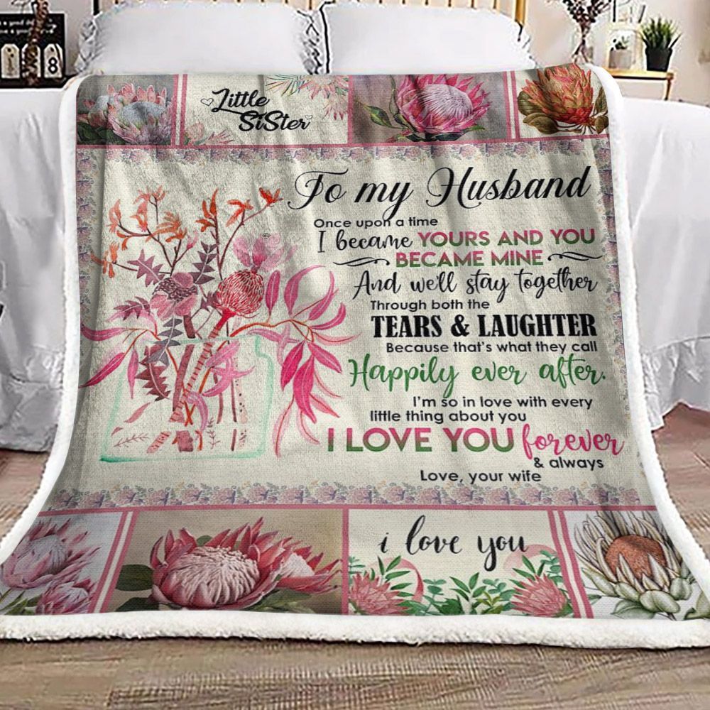 Protea Cynaroides To My Husband Sherpa Fleece Blanket