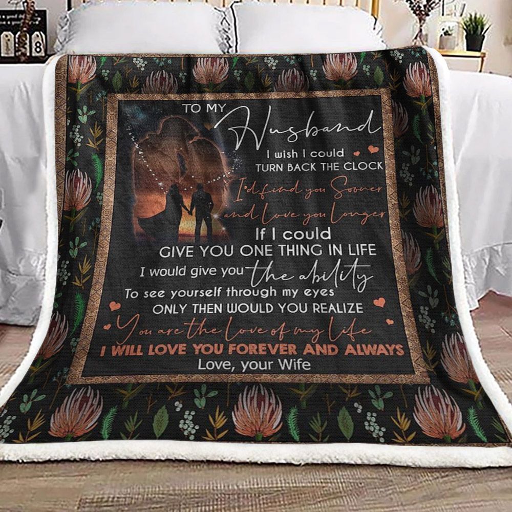 Protea Cynaroides To My Husband Sherpa Fleece Blanket