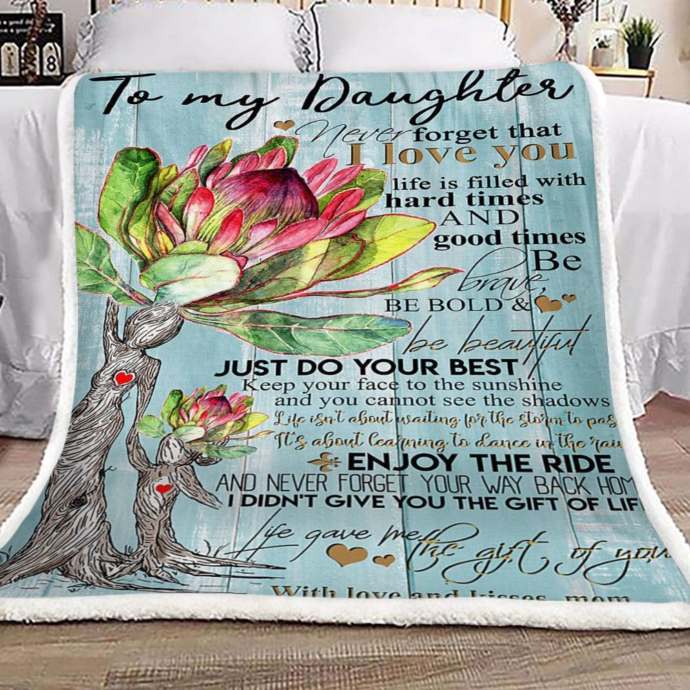 Protea Flower To My Daughter Kisses Mom Sherpa Fleece Blanket