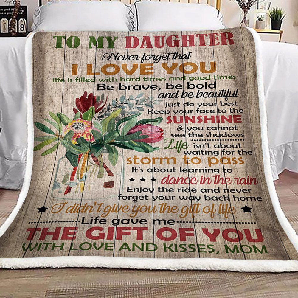 Protea Flower To My Daughter Kisses Mom Sherpa Fleece Blanket