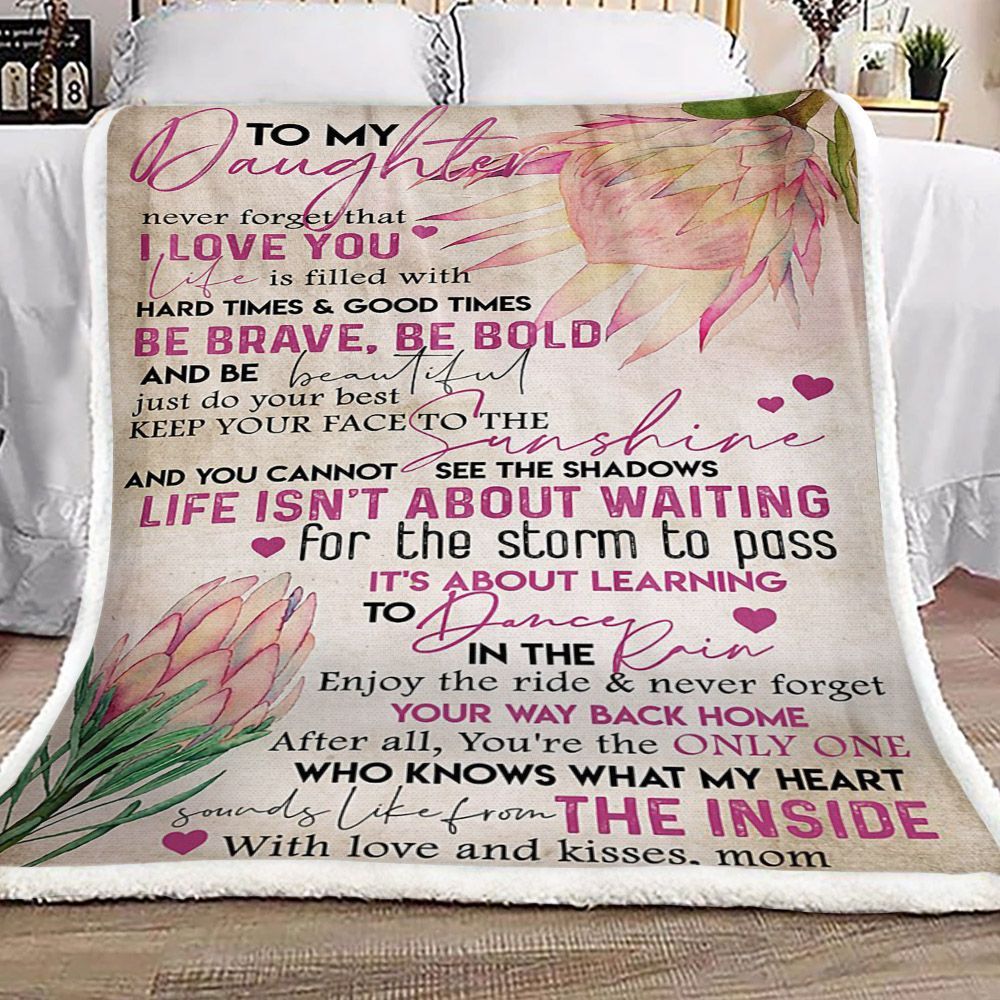 Protea Flower To My Daughter Kisses Mom Sherpa Fleece Blanket