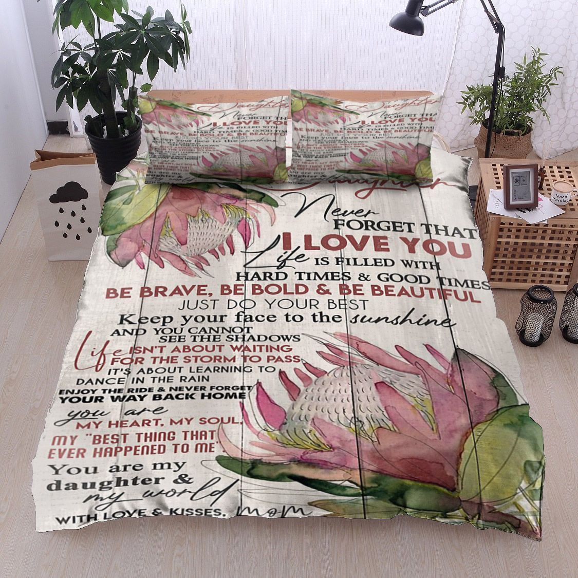 Protea Flower To My Daughter Kisses Mom Bedding Set
