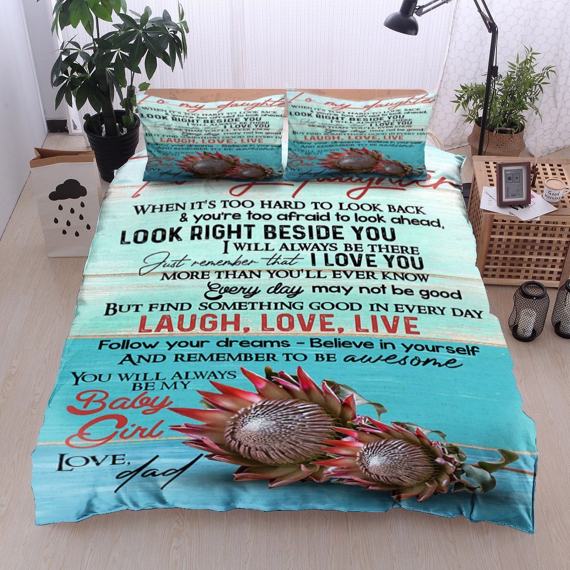 Protea Flower To My Daughter Love Dad Bedding Set