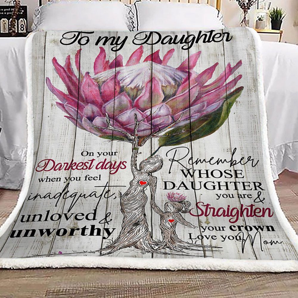 Protea Flower To My Daughter Love Your Mom Sherpa Fleece Blanket