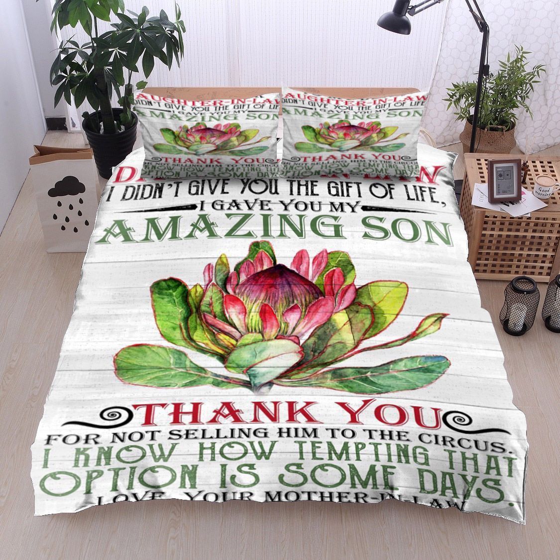 Protea Flower To My Dear Daughter In Law Love Your Mother In Law Bedding Set