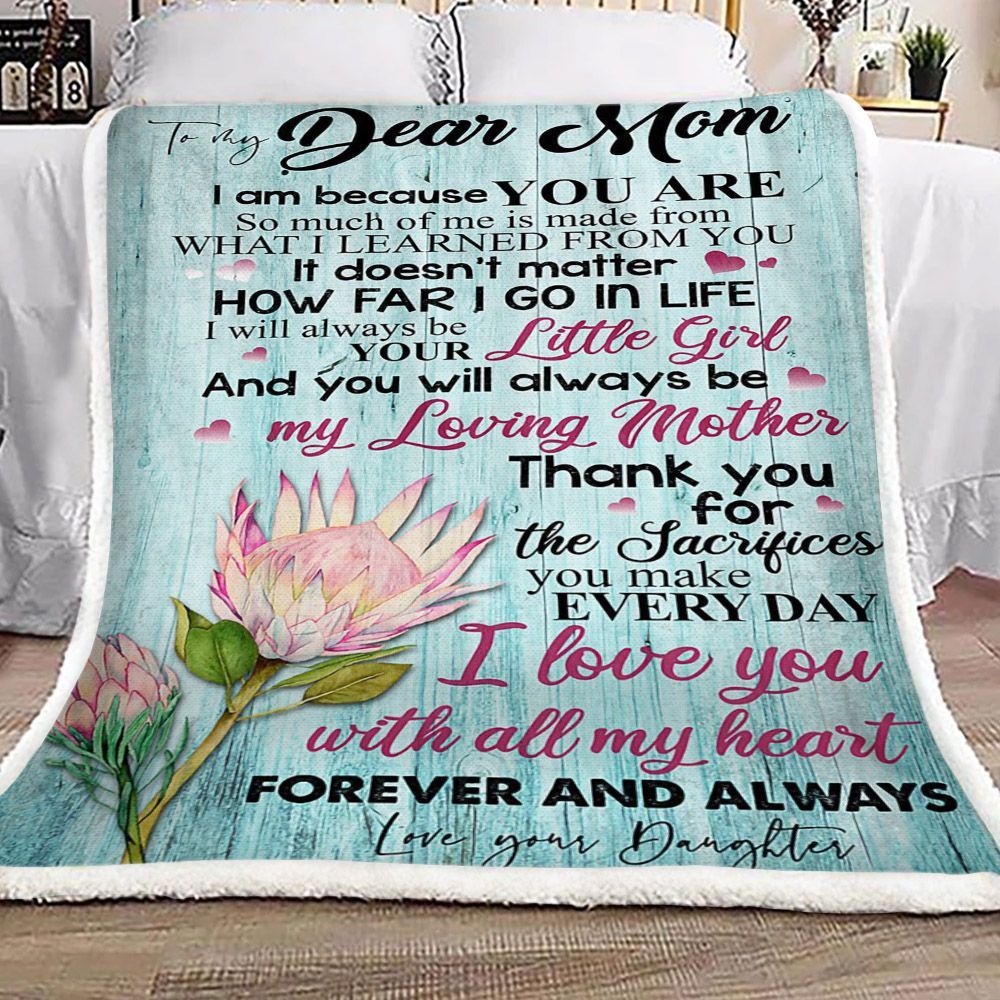 Protea Flower To My Dear Mom Love Your Daughter Sherpa Fleece Blanket