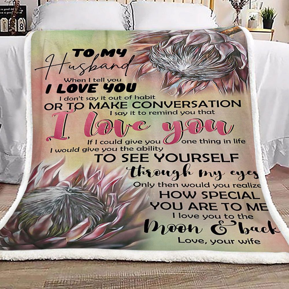 Protea Flower To My Husband Sherpa Fleece Blanket