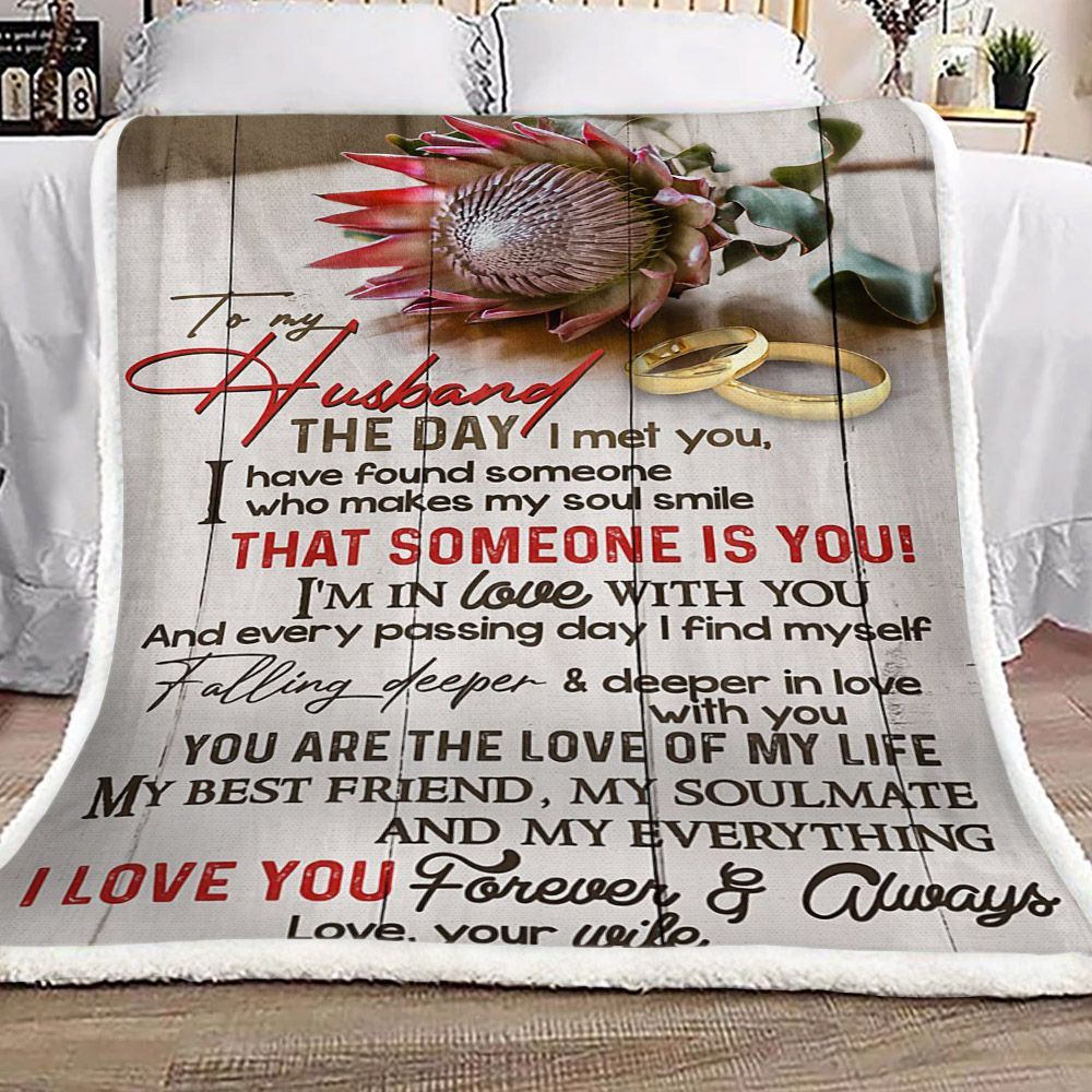 Protea Flower To My Husband Sherpa Fleece Blanket