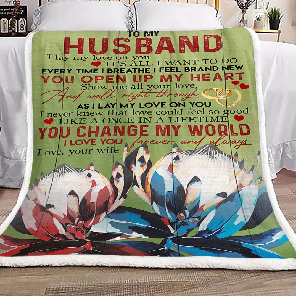 Protea Flower To My Husband Sherpa Fleece Blanket