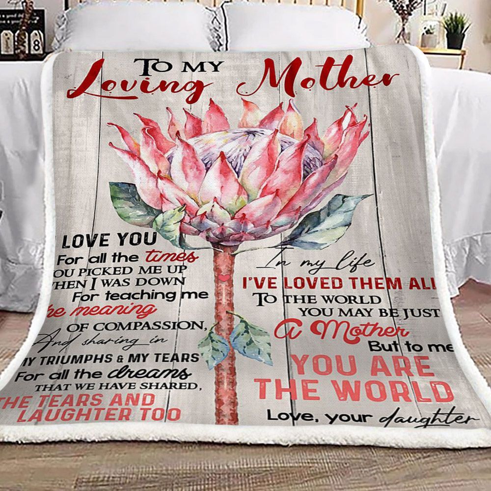 Protea Flower To My Loving Mother Love Your Daughter Sherpa Fleece Blanket
