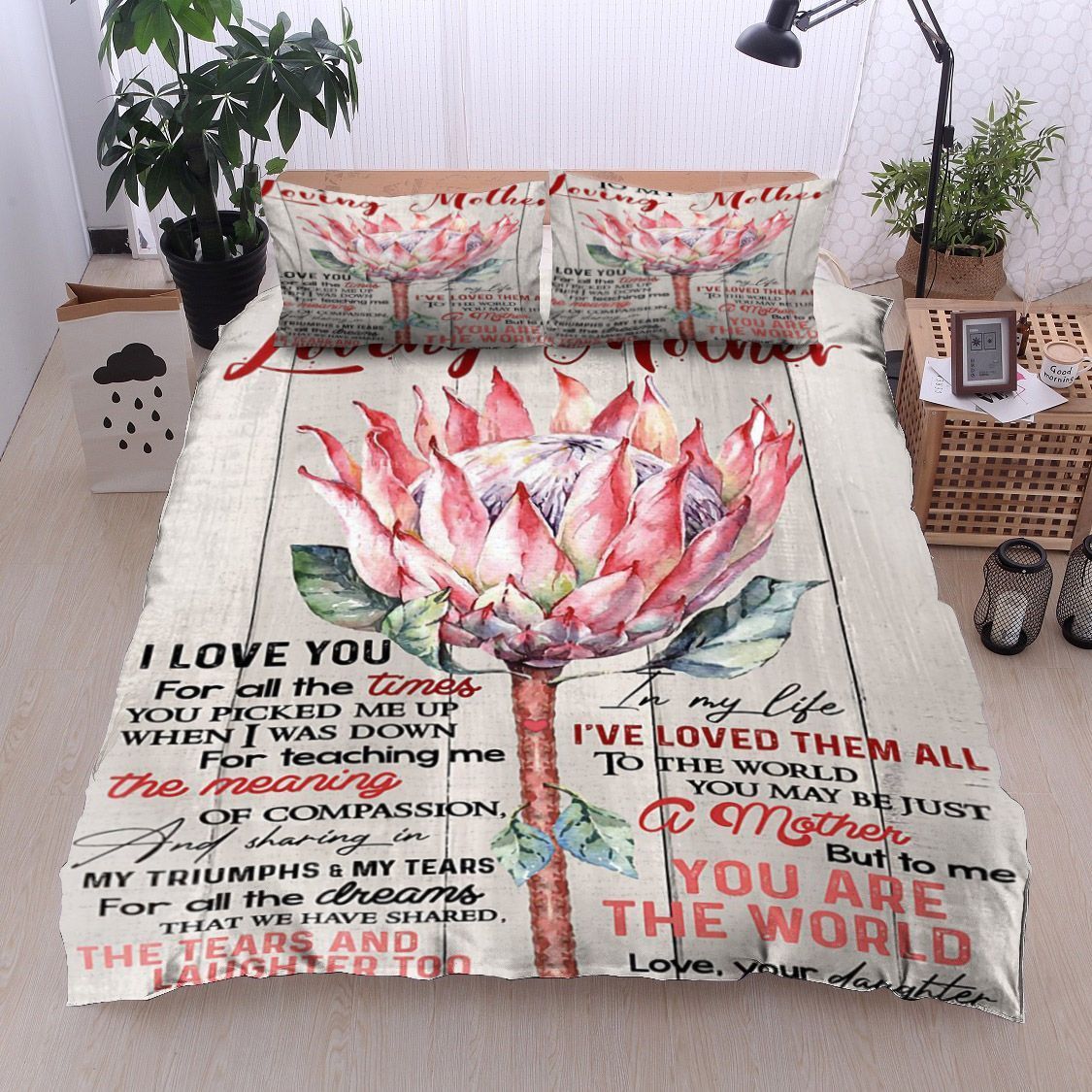 Protea Flower To My Loving Mother Love Your Daughter Bedding Set