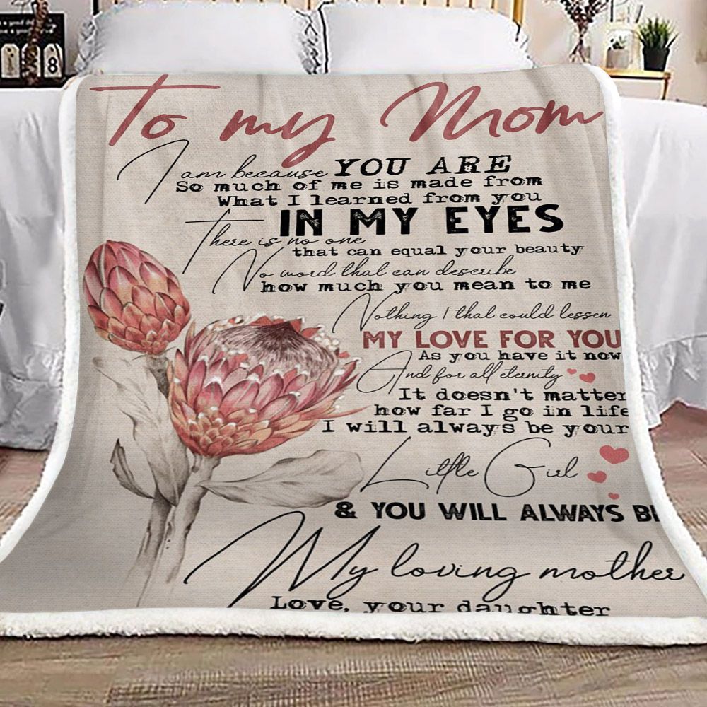 Protea Flower To My Mom Love Your Daughter Sherpa Fleece Blanket