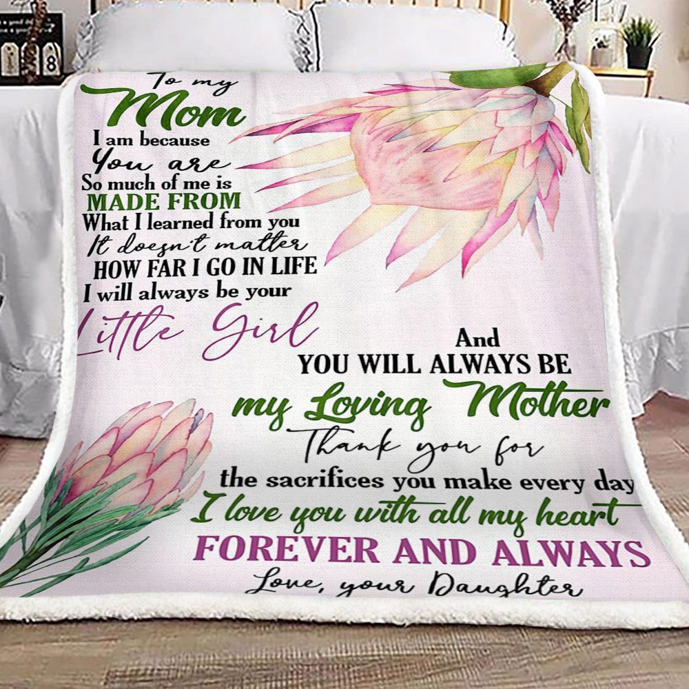 Protea Flower To My Mom Love Your Daughter Sherpa Fleece Blanket