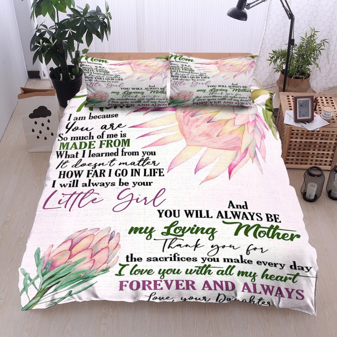 Protea Flower To My Mom Love Your Daughter Bedding Set