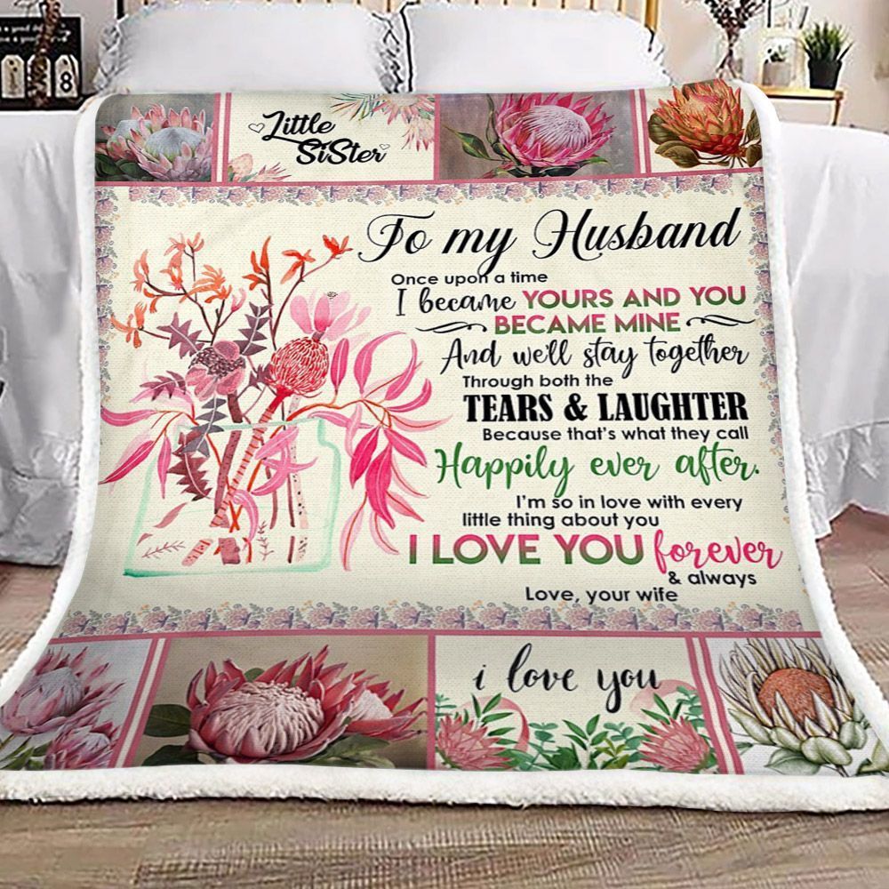 Protea To My Husband Sherpa Fleece Blanket