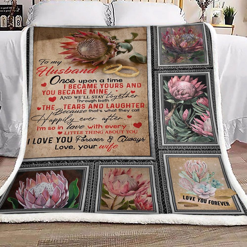 Protea To My Husband Sherpa Fleece Blanket