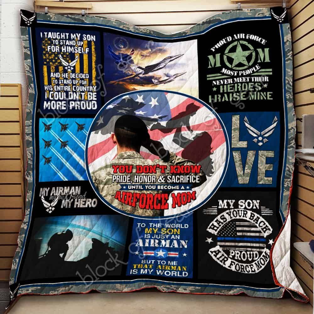 Proud Air Force Mom CL19100676MDQ Quilt Blanket