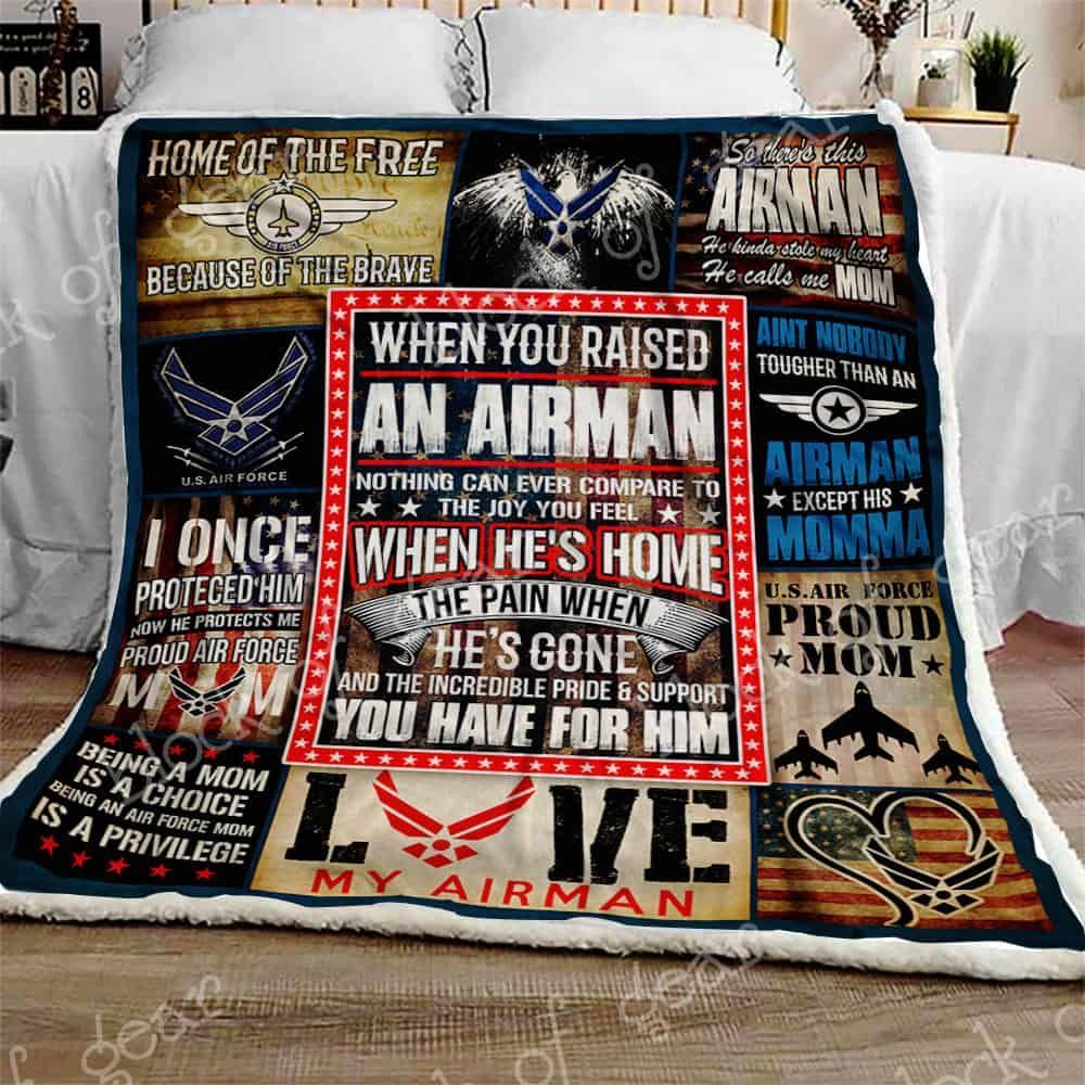 Proud Air Force Mom Sherpa Fleece Blanket