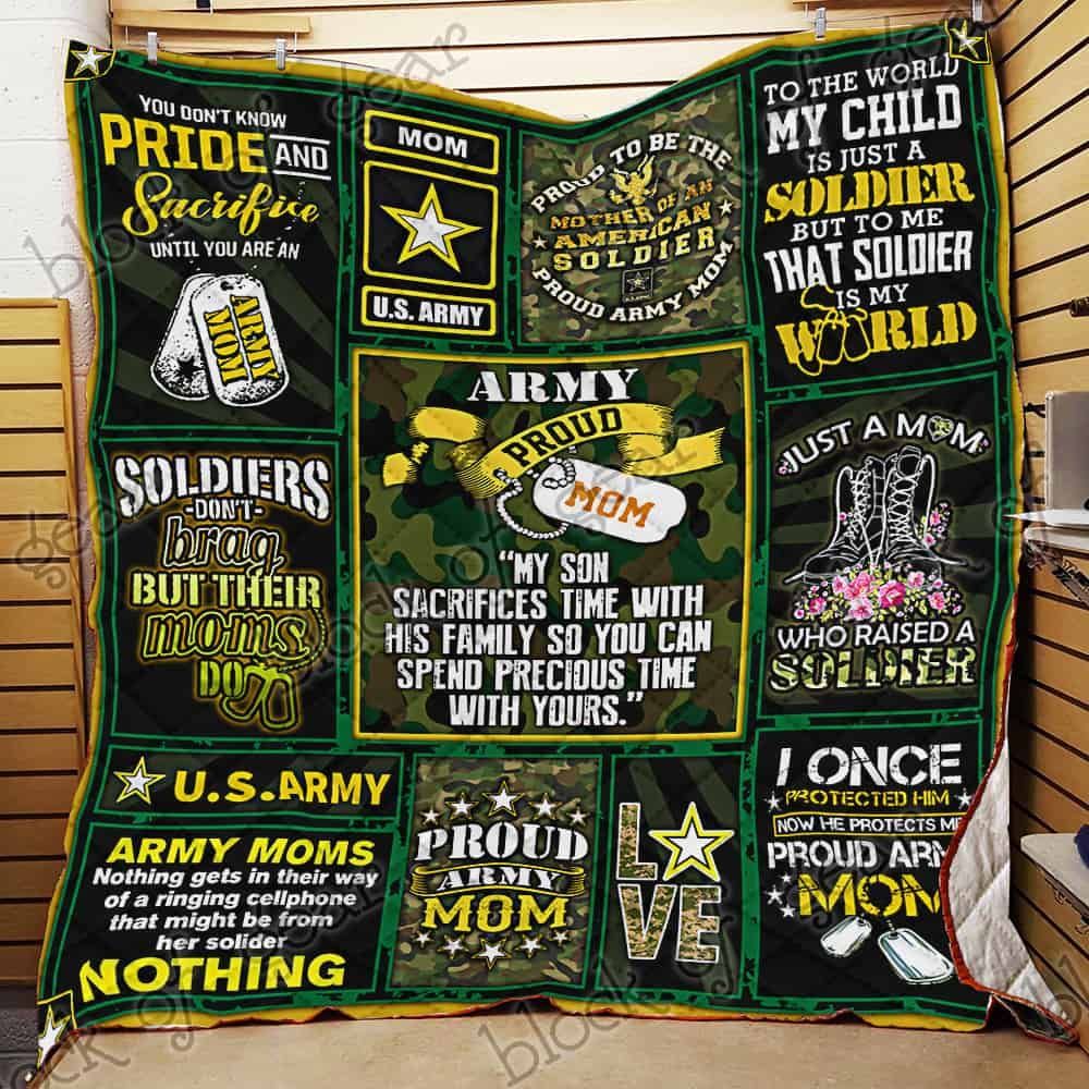 Proud Army Mom 1 T1 GS-CL-NT2910 Quilt Blanket