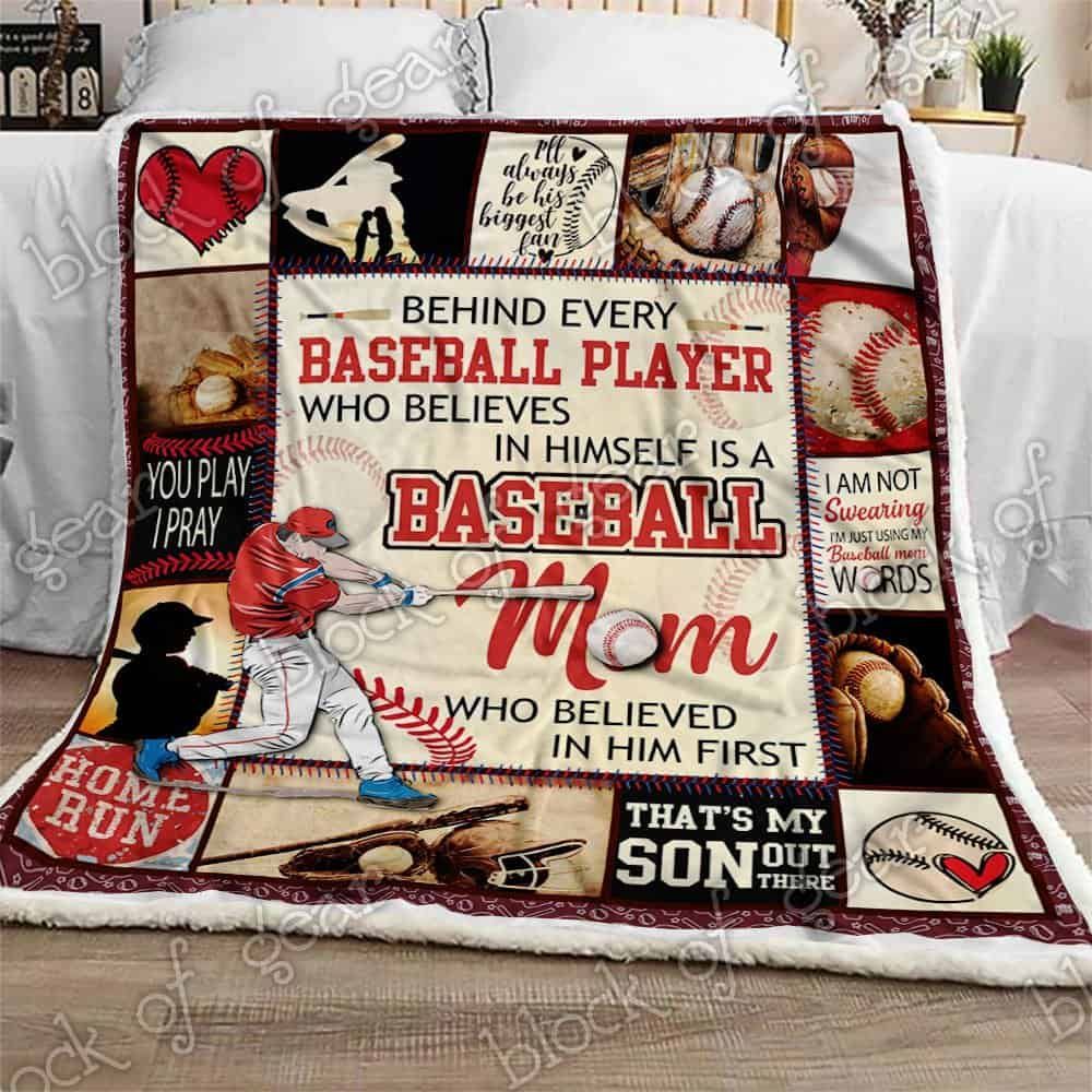 Proud Baseball Mom Fleece Blanket