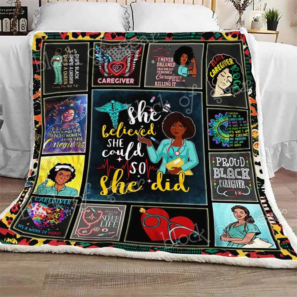 Proud Black Caregiver Fleece Blanket