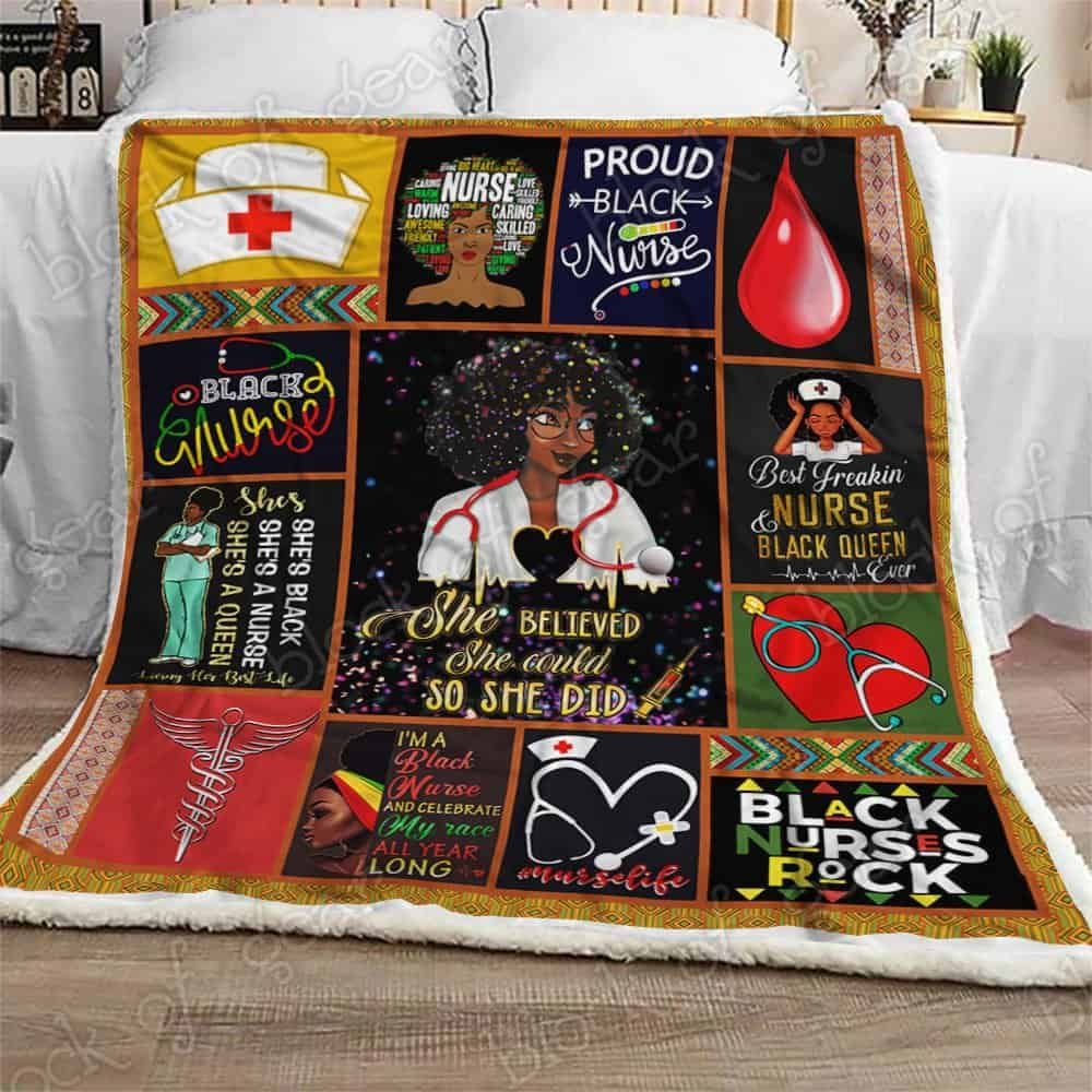 Proud Black Nurse Fleece Blanket