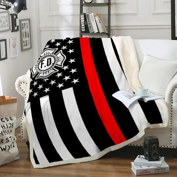 Proud Firefighter Sherpa Fleece Blanket