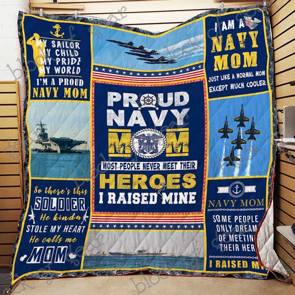Proud Navy Mom CL19100691MDQ Quilt Blanket