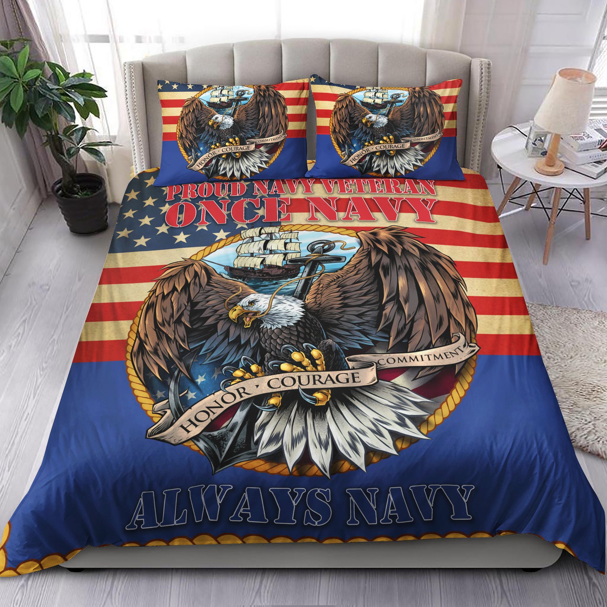 Proud Navy Veteran Once Navy Always Navy Bedding Set