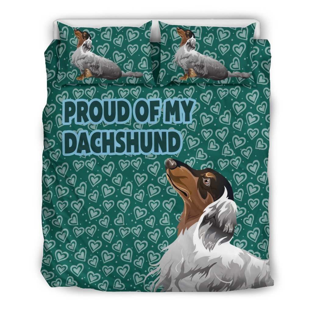 Proud of my dachshund dark green Bedding Set