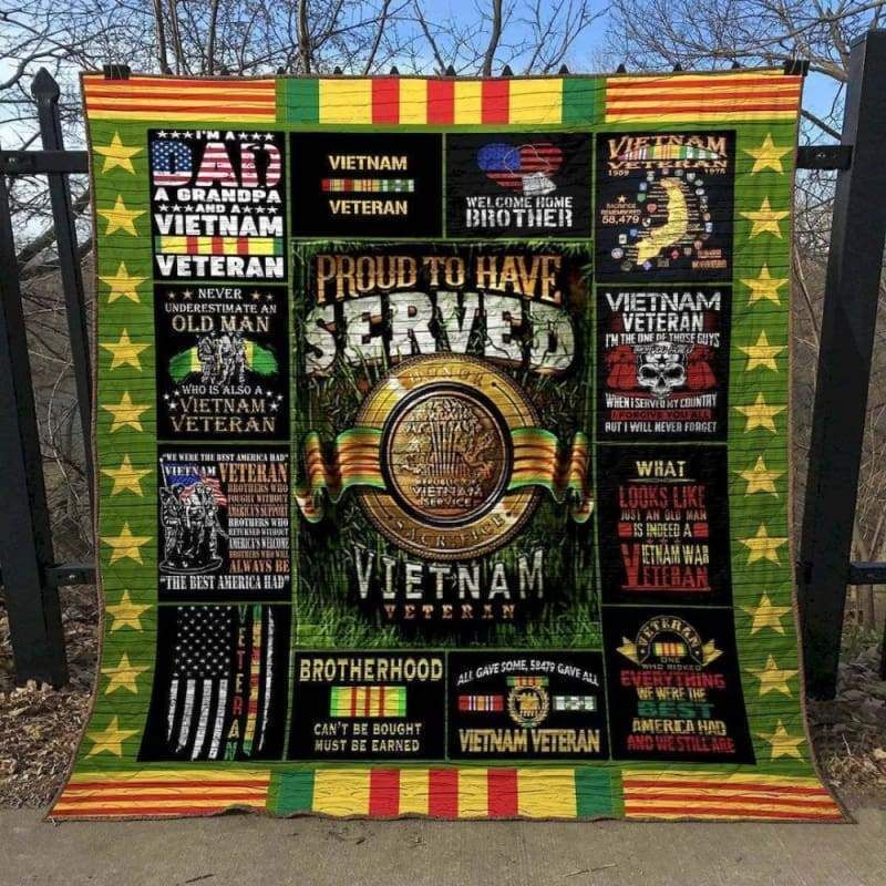 Proud To Have Served Veteran Printed Fleece Blanket