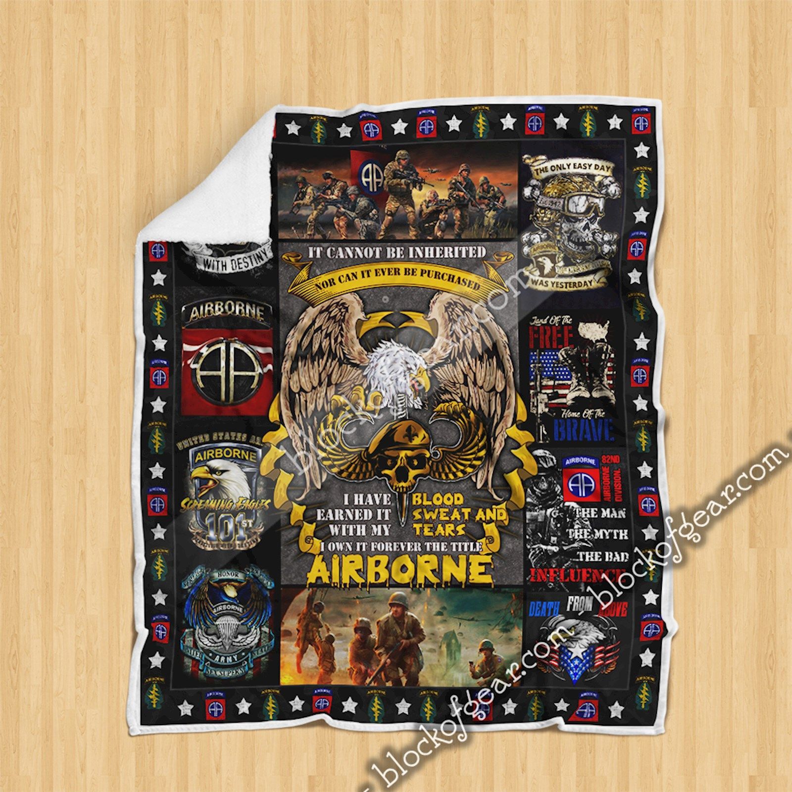 Proud U.S Airborne Sherpa Fleece Blanket