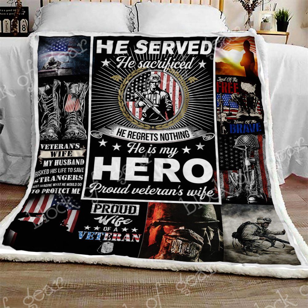 Proud Veterans Wife Sherpa Fleece Blanket