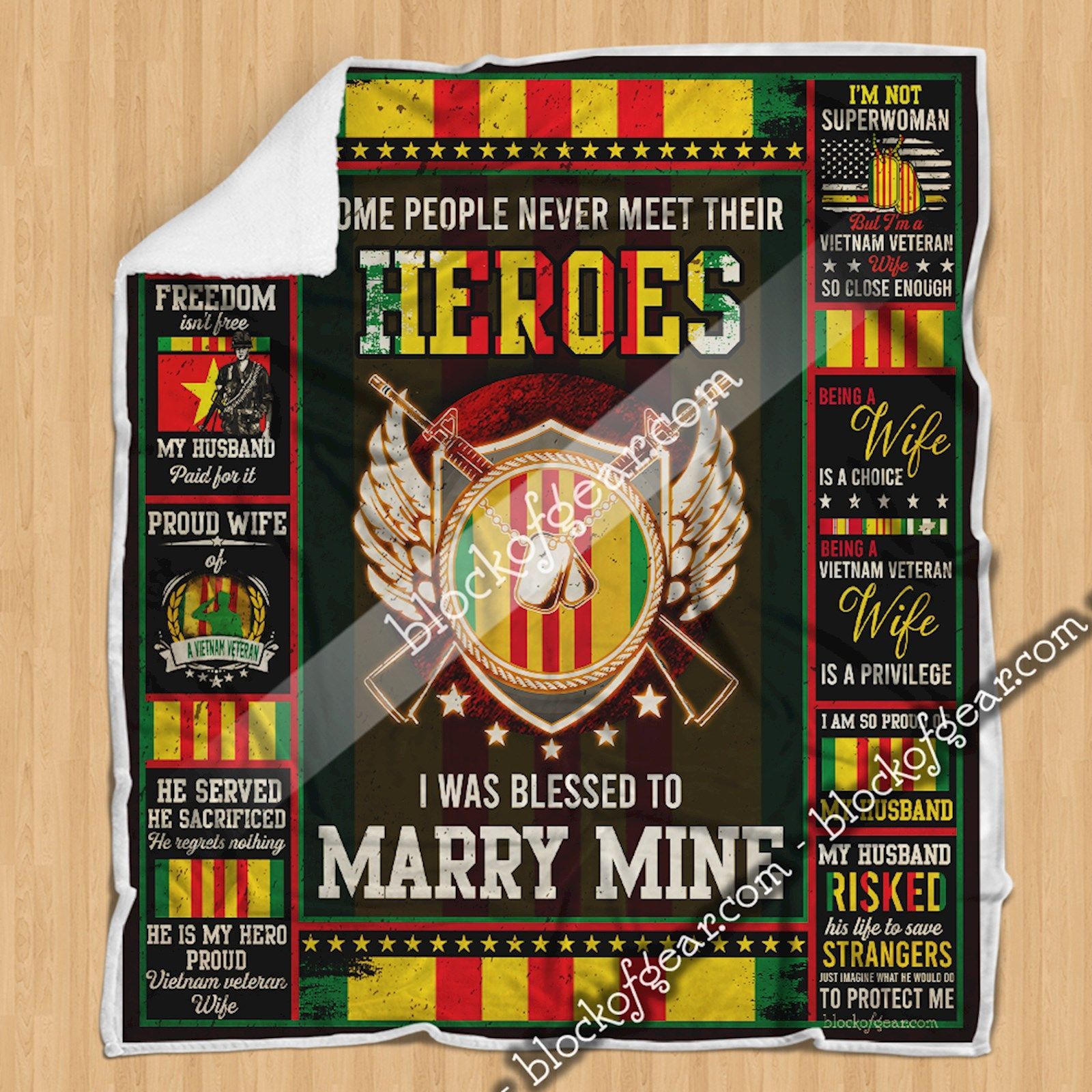 Proud Vietnam Veteran Wife Sherpa Fleece Blanket