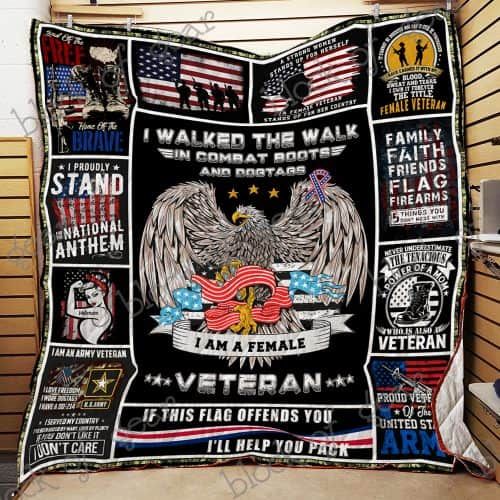 Proud Woman Veteran CL19100697MDQ Quilt Blanket