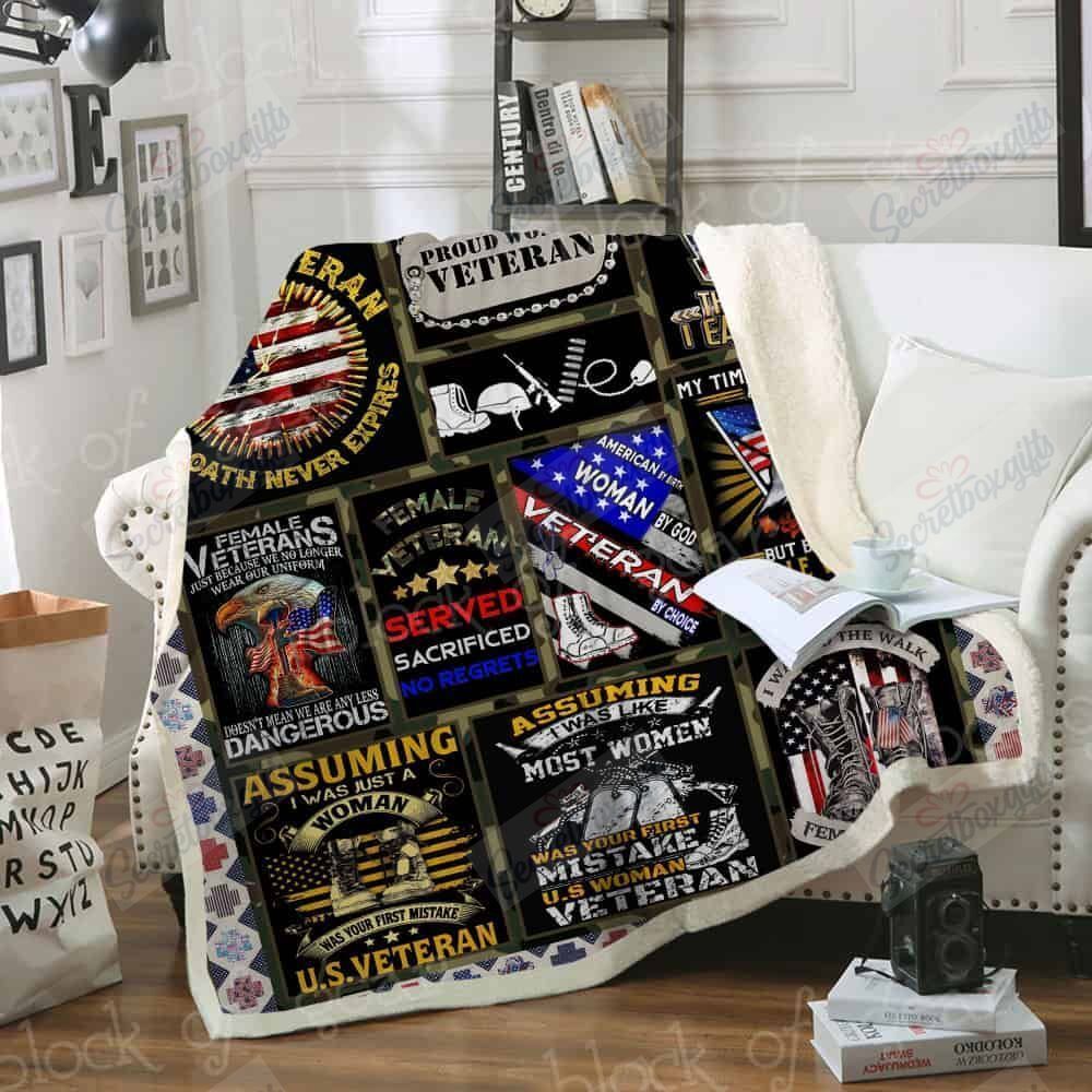 Proud Woman Veteran Fleece Blanket