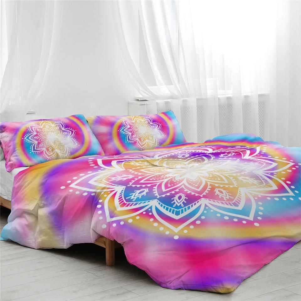 Psychedelic Rainbow Mandala Bedding Set