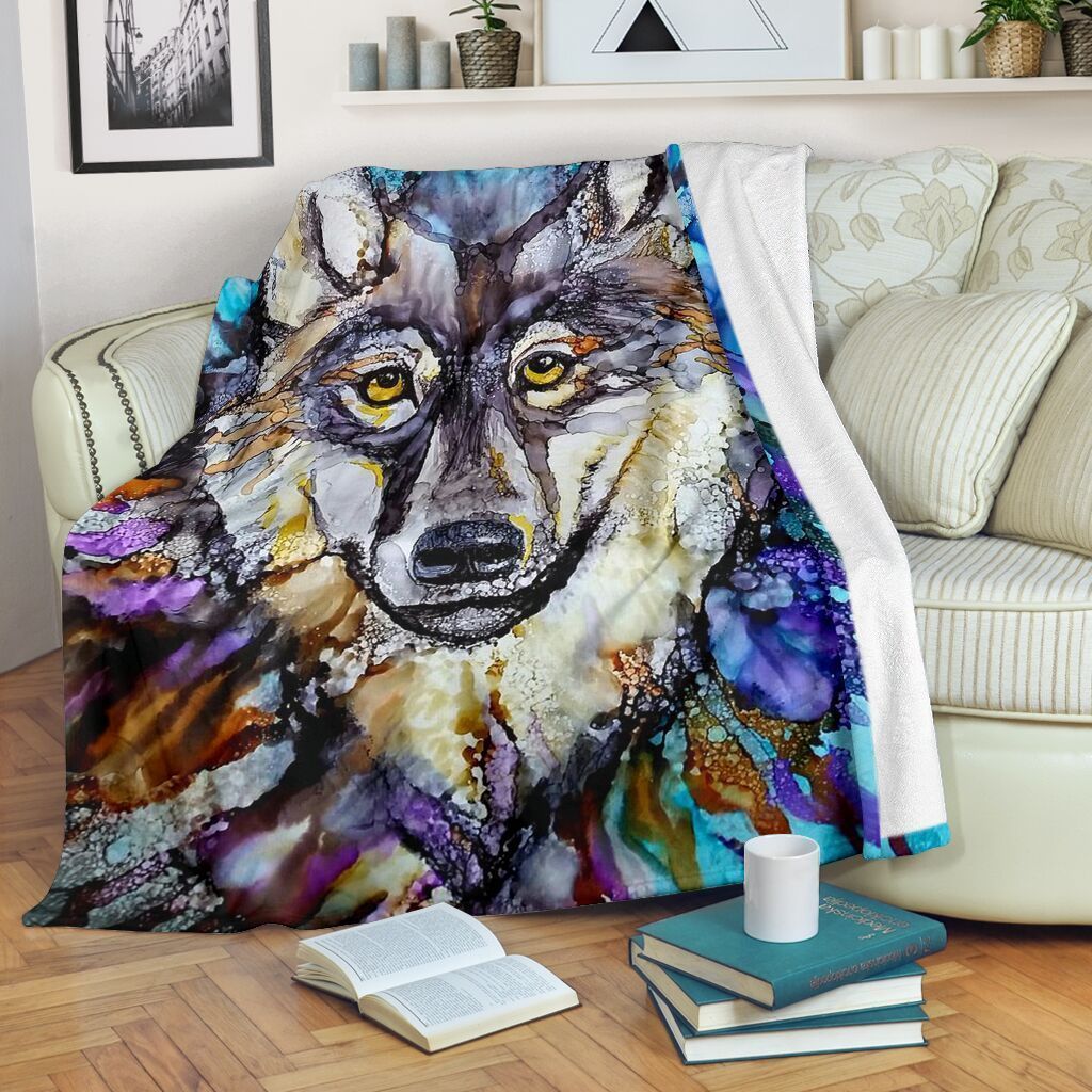 Psychedelic Wolf Sherpa Fleece Blanket