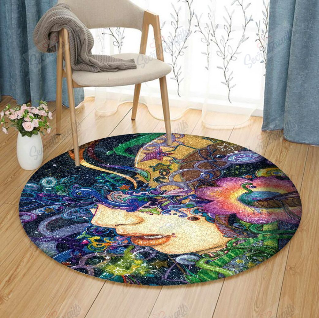 Psychedelic Woman Round Carpet