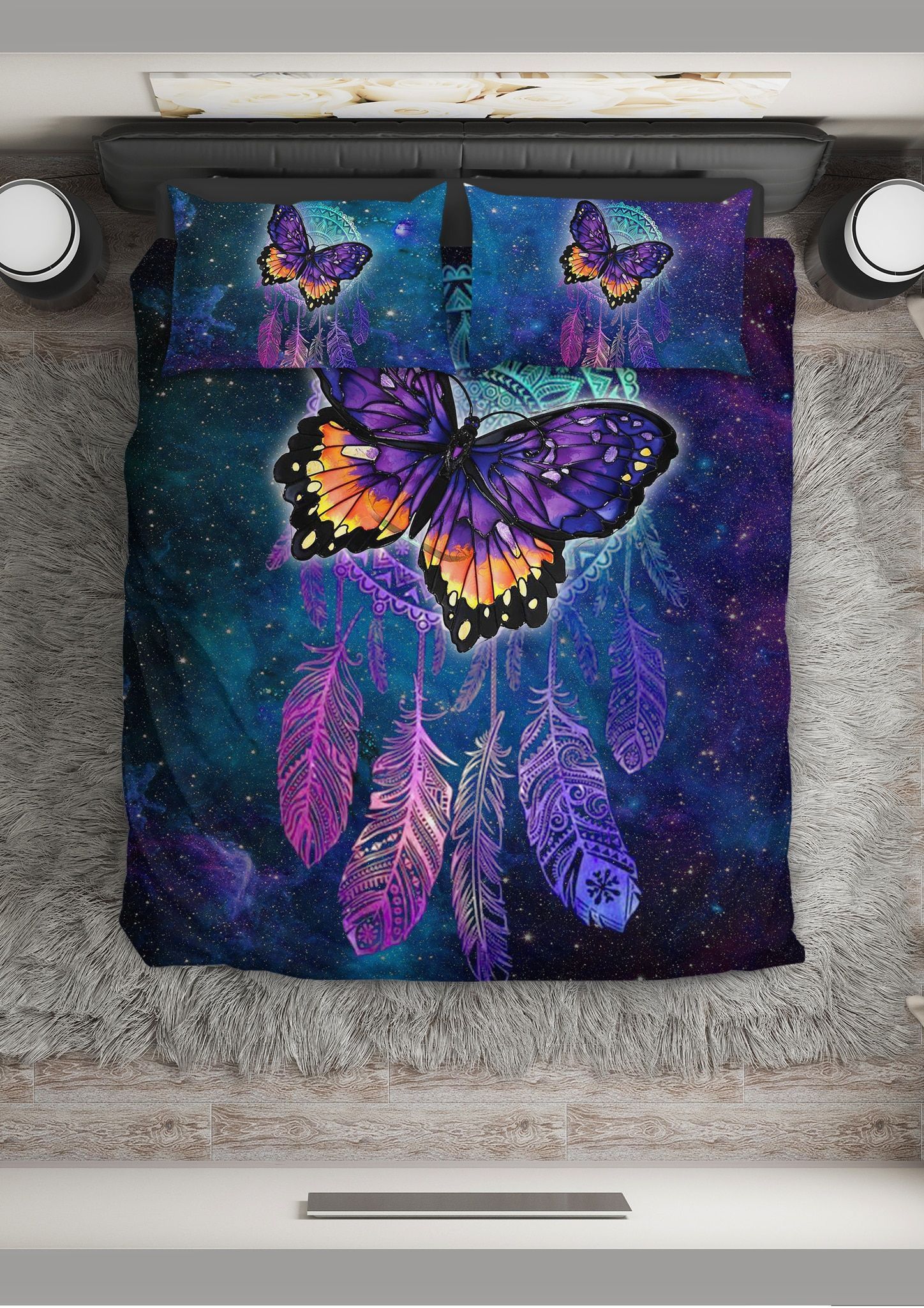 Galaxy Butterfly And Dreamcatcher Bedding Set
