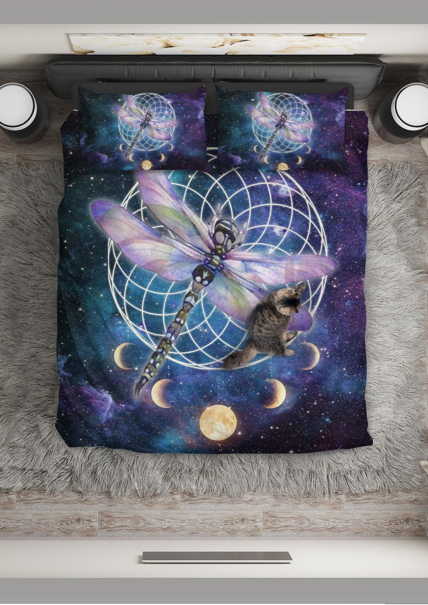 Dragonfly Moon Phases Bedding Set