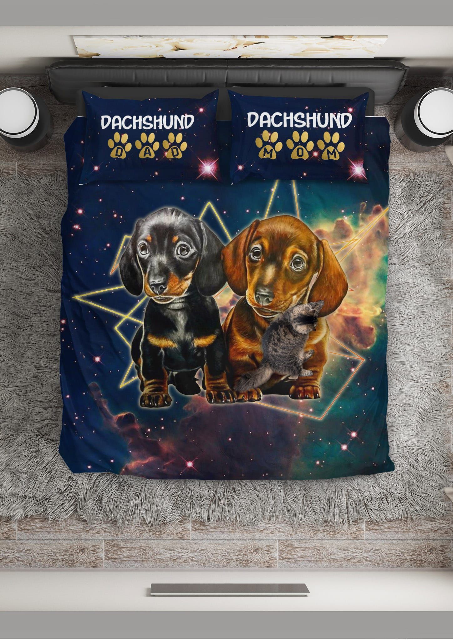 Dachshund Dachshund Dad And Mom Bedding Set