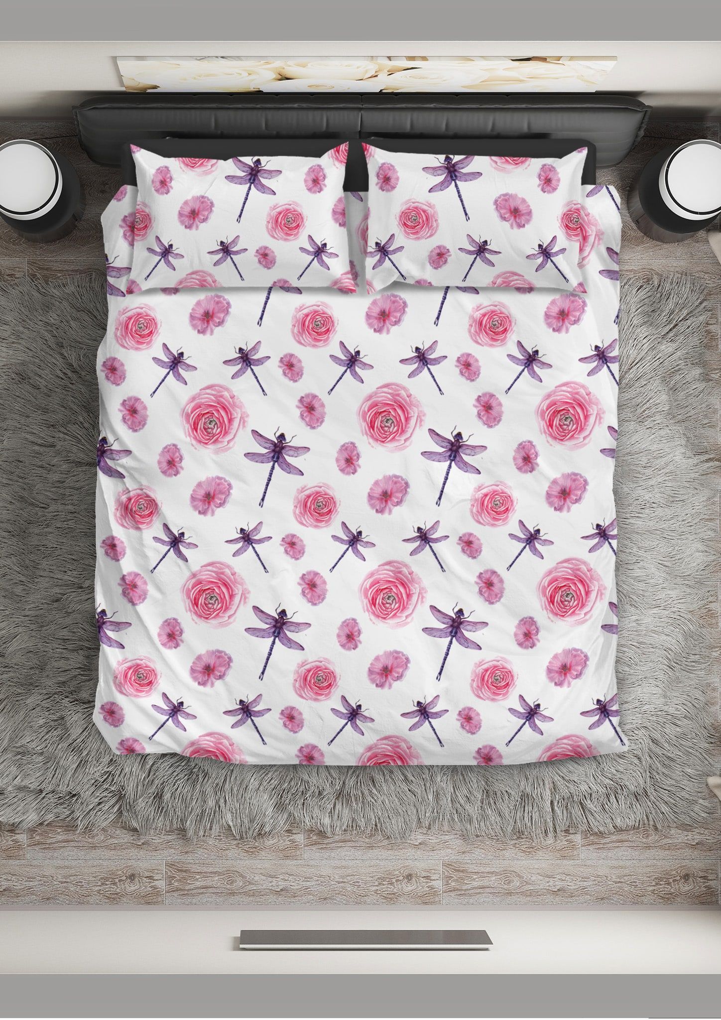 Drfl Rose And Dragonfly Bedding Set