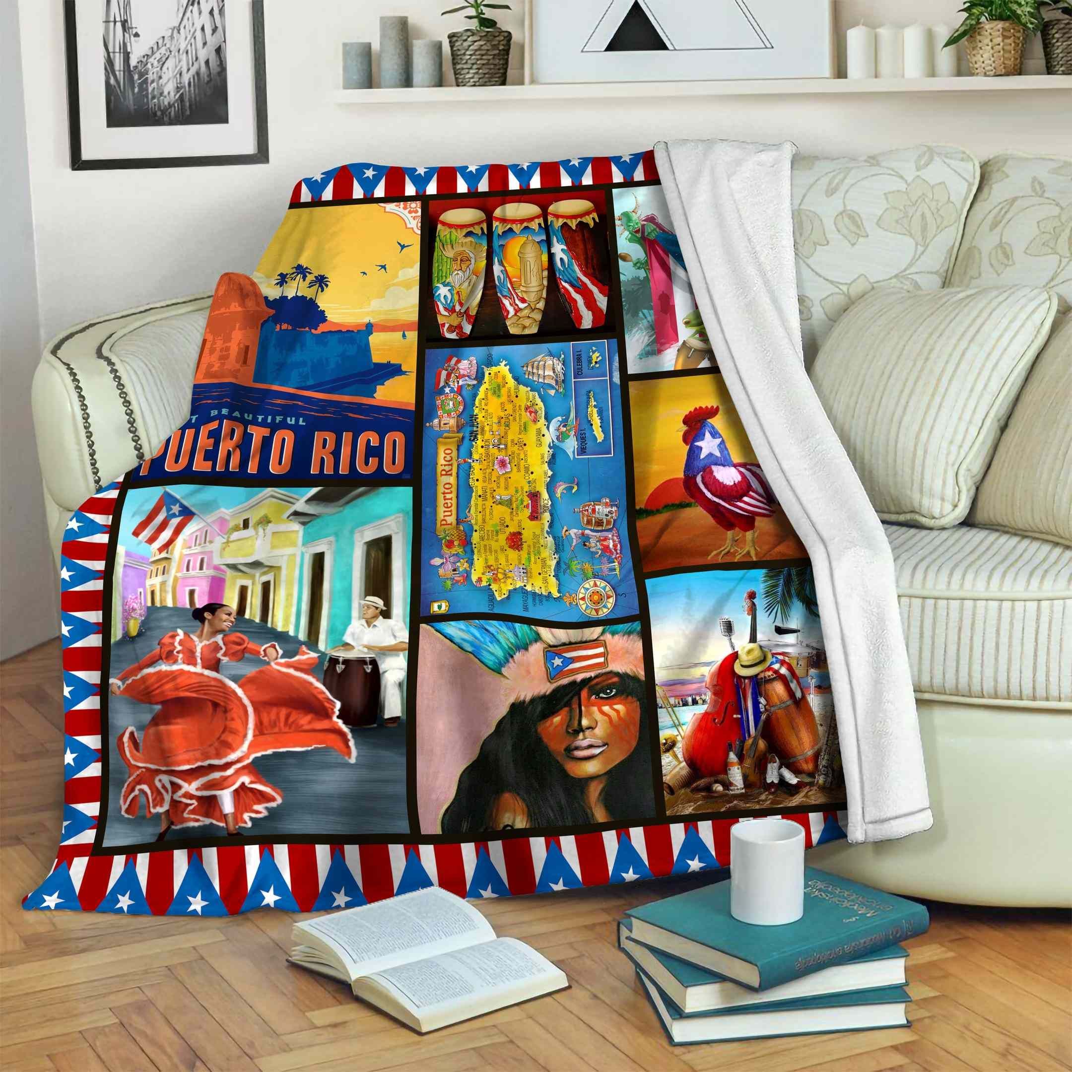 Puerto Rico Black Woman Sherpa Fleece Blanket