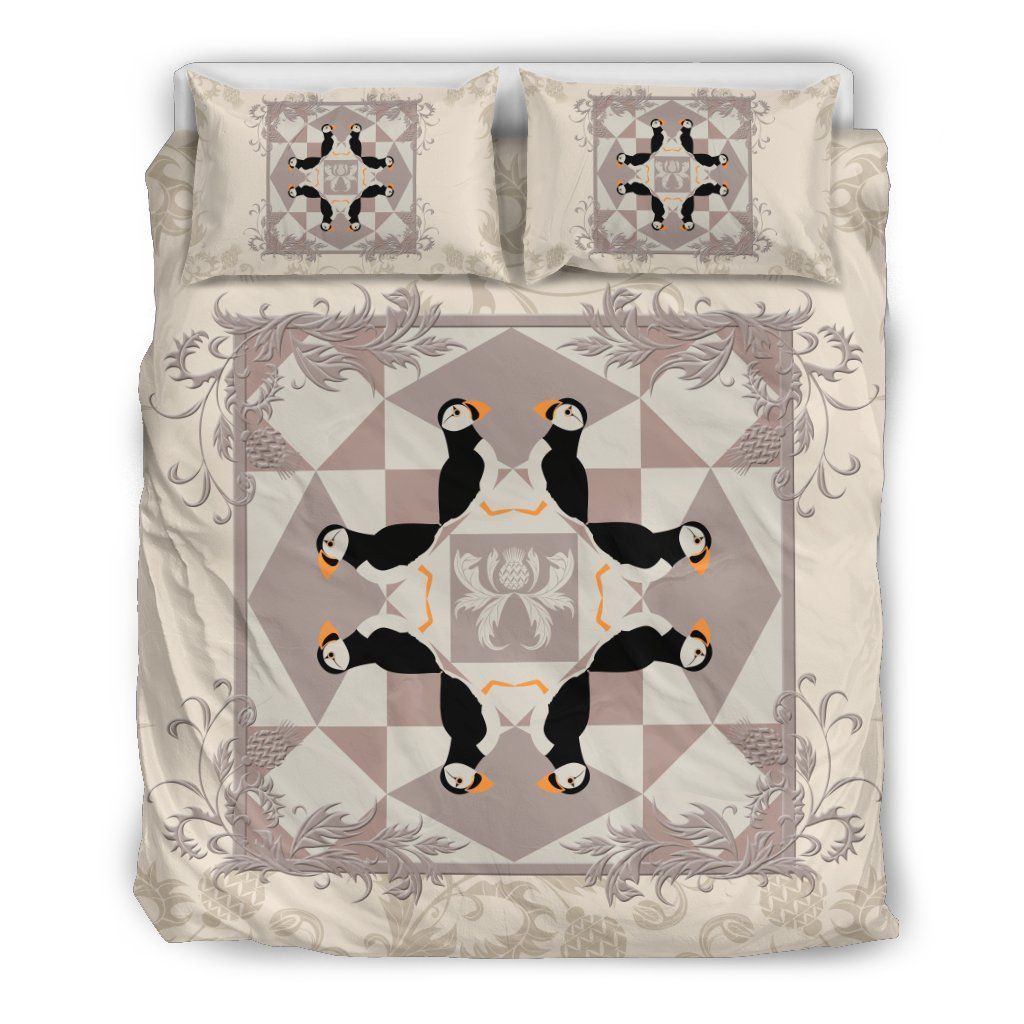 Puffin With Thistle Scotland Bedding Set