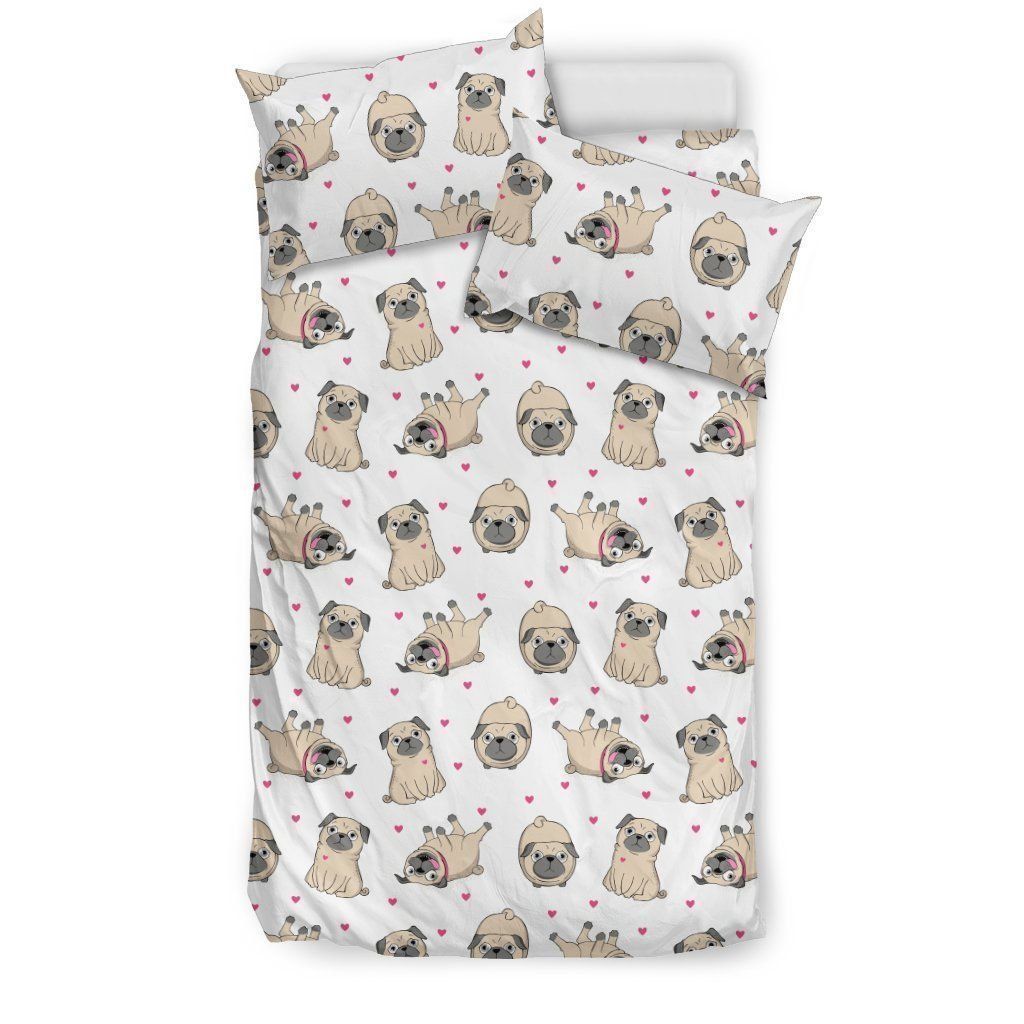 Pug And Hearts Bedding Set